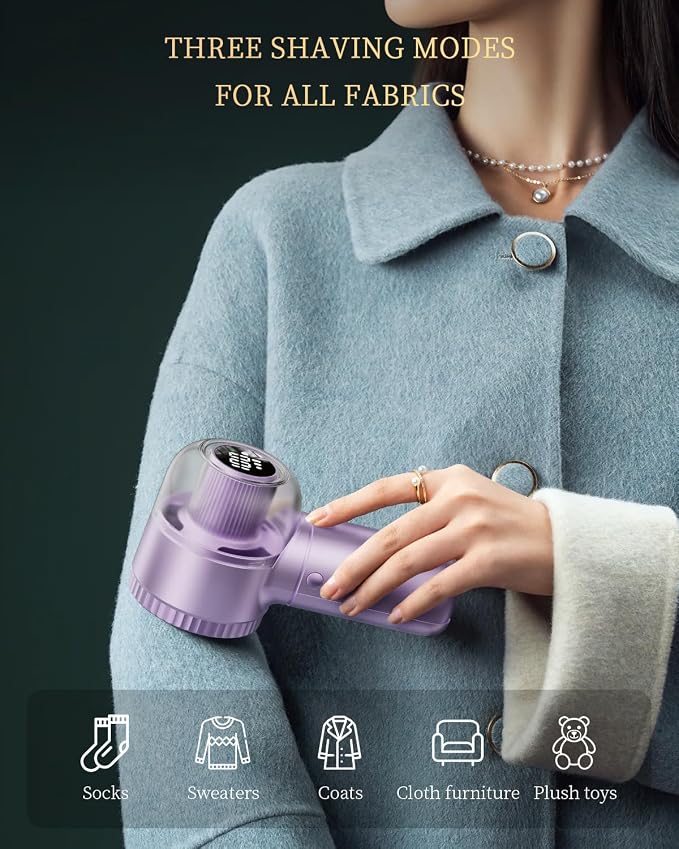 Fabric Shaver with Lint Brush, Large Lint Shaver with Digital Display | - Image 5