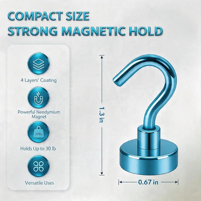 Neosmuk Magnetic Hooks, 30lb Heavy Duty, 15 Pack - Image 4