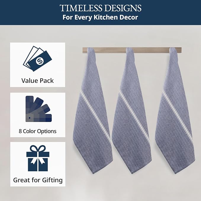 LANE LINEN Kitchen Towel Set 100% Cotton Absorbent Lint-Free 12 Pack - Image 6
