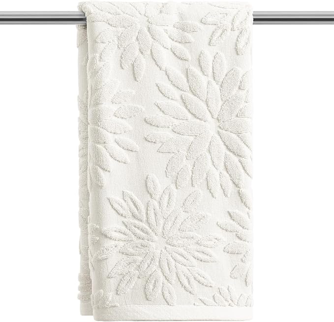 Artoid Mode 1 Pc White 3D Dahlia Floral Jacquard Hand Towels by ArtoidMode