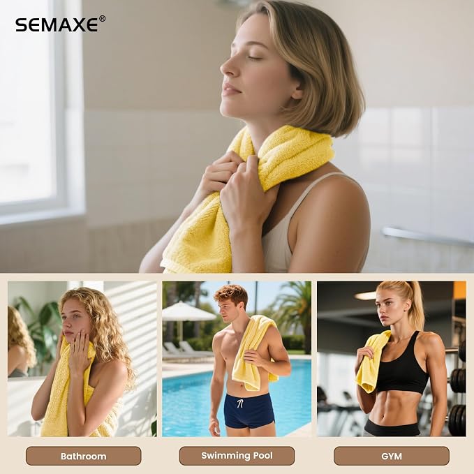 12-Pack Yellow Cotton Hand Towels - Image 6