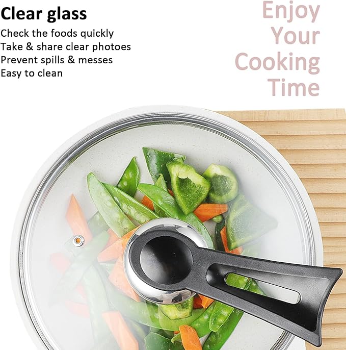 Glass Lids For Pots, Pans and Skillets, Available in Small and Large Lid 10.25, 11, 12, 12.5, 13.5 and 14 Inch,Replacement Tempered Clear Glass Lids with Steam Vent,Standable Pan Cover