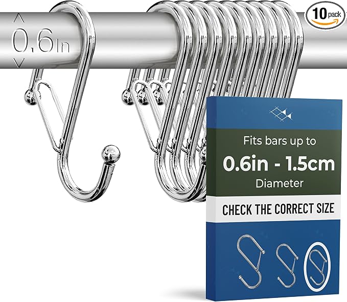 10-Pack Metal S Hooks for Hanging – Heavy-Duty S-Shaped Hooks by BLAUMARIT%C3%89
