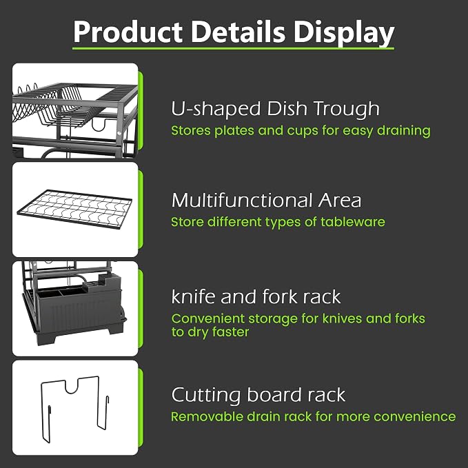 2-Tier Foldable Dish Drying Rack - Image 9