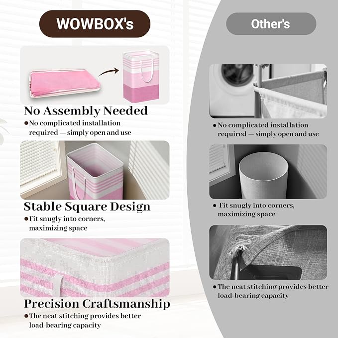 WOWBOX 2 Pack Laundry Baskets, Collapsible Dirty Clothes Laundry Hampers - Image 5