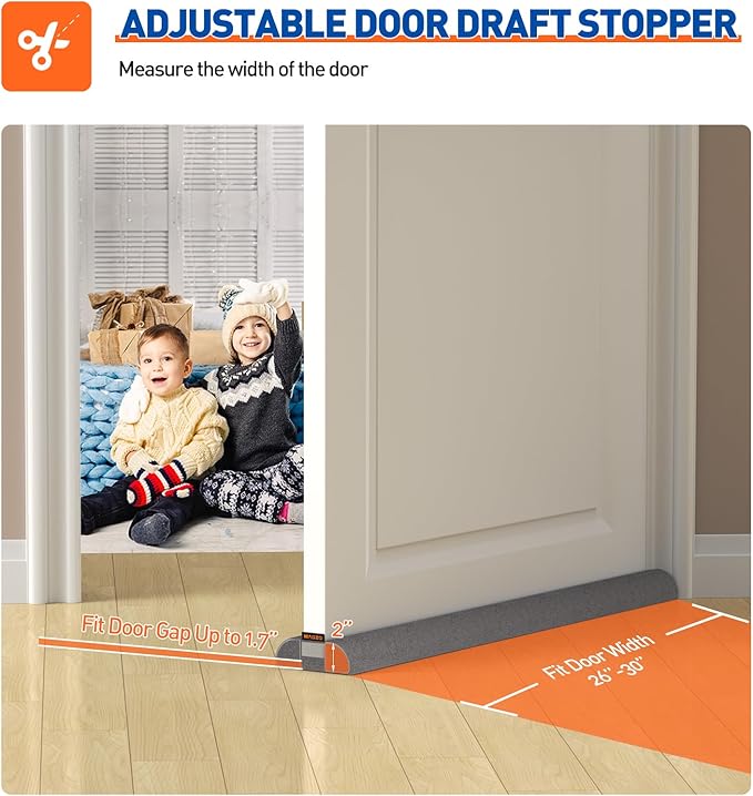 MAGZO Under Door Draft Stopper, 2 Pack 30 Inch Adjustable Door Gap Filler - Image 2