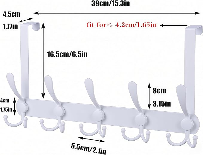 Over The Door Hooks, Coat Rack for Hanging Clothes Hat Towel - Image 2