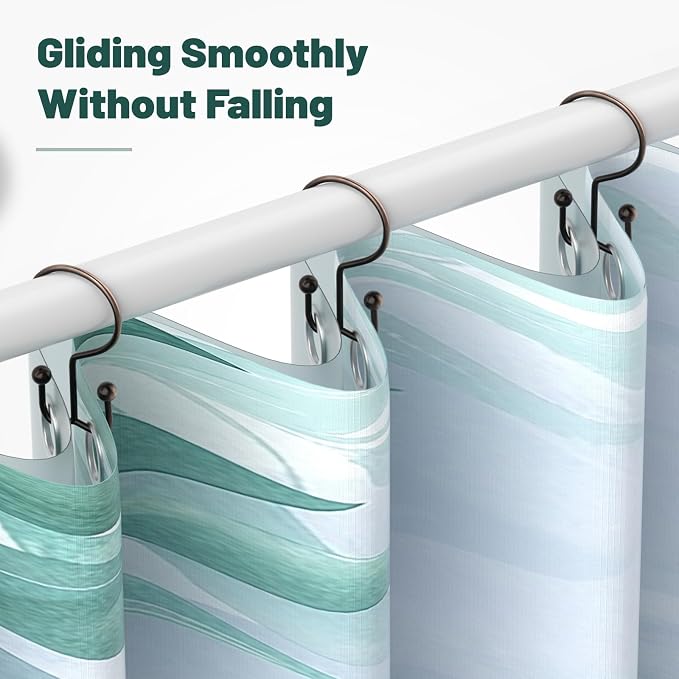 Shower Curtain Hooks, Durable Shower Curtain Rings Rust Proof, Double Glide - Image 3