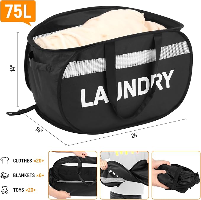 Collapsible Laundry Baskets, Tear-proof Dirty Clothes Hampers - Image 5