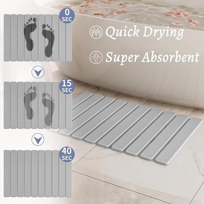 Foldable Stone Bath Mat, Diatomaceous Earth Stone Drying Mats - Image 2