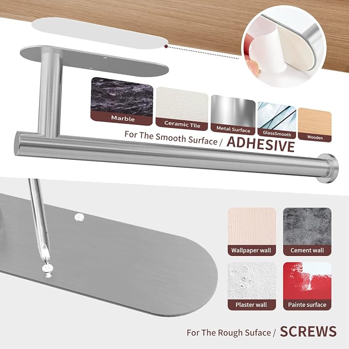 DEKAVA Paper Towel Holder Under Cabinet Wall Mount - Image 6