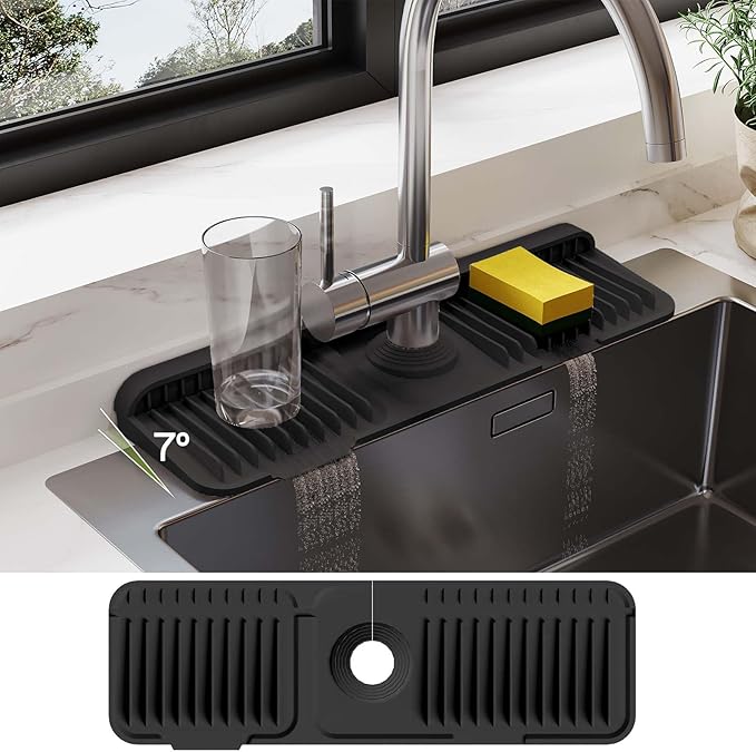 18 Inch Silicone Faucet Mat for Kitchen Sink Splash Guard – 2025 Upgraded by Unknown