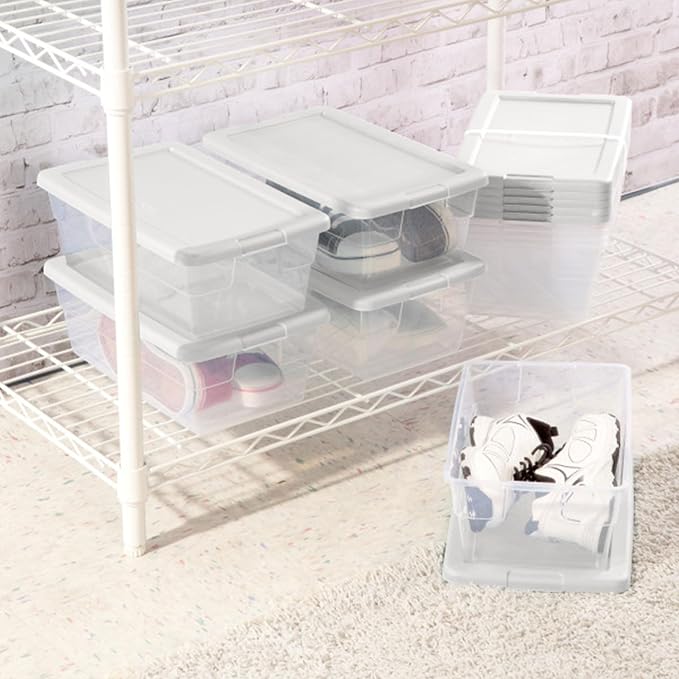 Sterilite Storage Boxes, Stackable Clear Plastic Bins, 6 Quart - Image 5