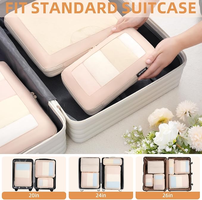 BAGAIL 4 Set/6 Set/8 Set Compression Packing Cubes Travel Accessories - Image 6