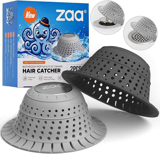 Bathtub Drain Strainer Silicone Bathroom Stopper Fixture Accessories | Gray by zaa