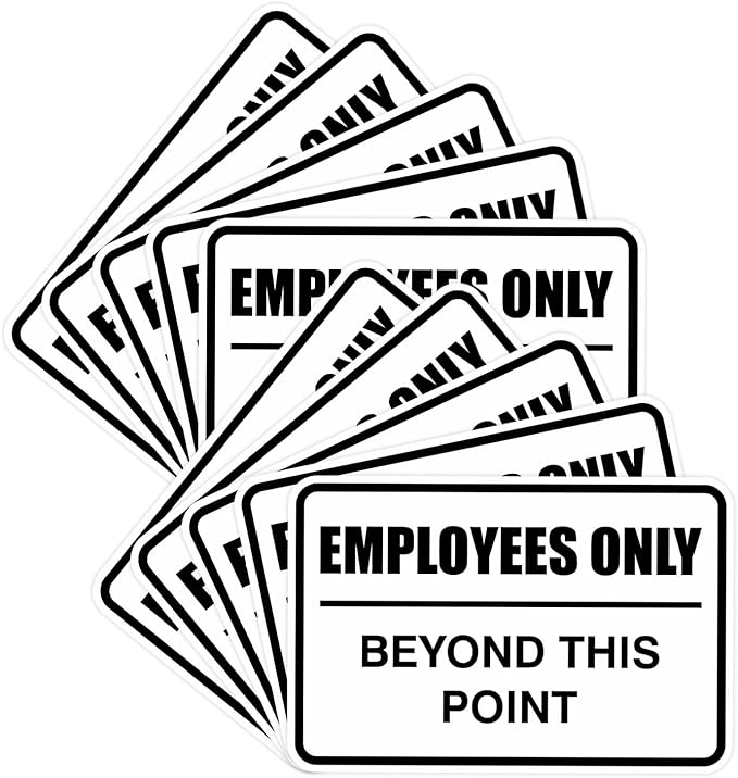All Quality Classic Framed Employees Only Beyond This Point Wall or Door Sign | Easy to Install Business Signage - Medium (White) 10 Pack