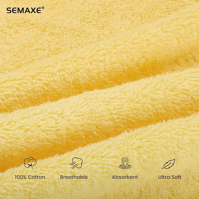 SEMAXE 6-Pack Yellow Cotton Hand Towels - Image 4