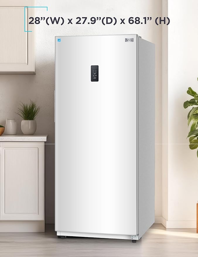 BLACK+DECKER 14 Cu. Ft. Convertible Freezer Refrigerator, Upright Freezer with Glass Shelves, ENERGY STAR rated, Frost Free, BUC1400XW, White