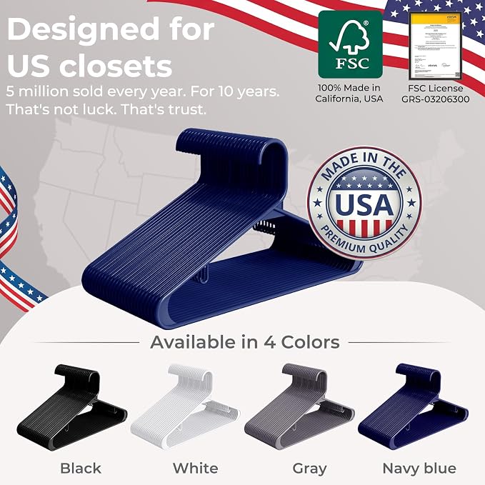 HOUSE DAY Blue Plastic Hangers 120 Pack, Slim Space-Saving Clothes Hangers | - Image 8