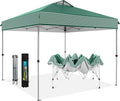MFSTUDIO 10x10 Pop Up Canopy Tent, Gazebo Shelter Sun Shade Canopies Waterproof Patio Portable Popup Tents for Beach,Parties,Camping,100 Sq,Green Stripe