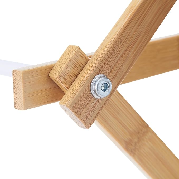 White Natural Space-Saving Collapsible Bamboo Laundry Drying Rack -7 Levels - Image 4