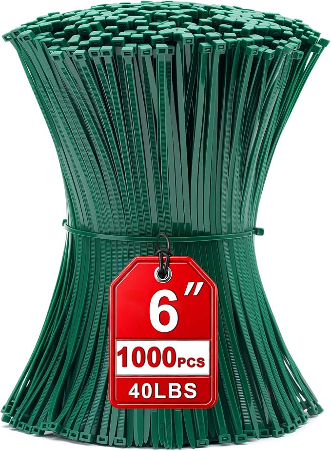 Zip Ties 6 inch, 1000 Pack Green Zip Ties, Wire Ties by HAVEMETD