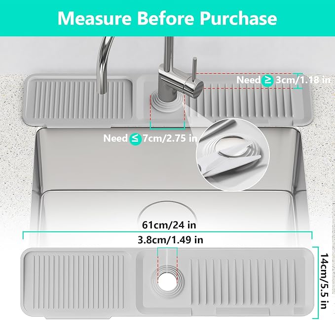 24 Inch Longer Faucet Mat for Kitchen SinkBathroom Kitchen Sink Splash Guard - Image 3