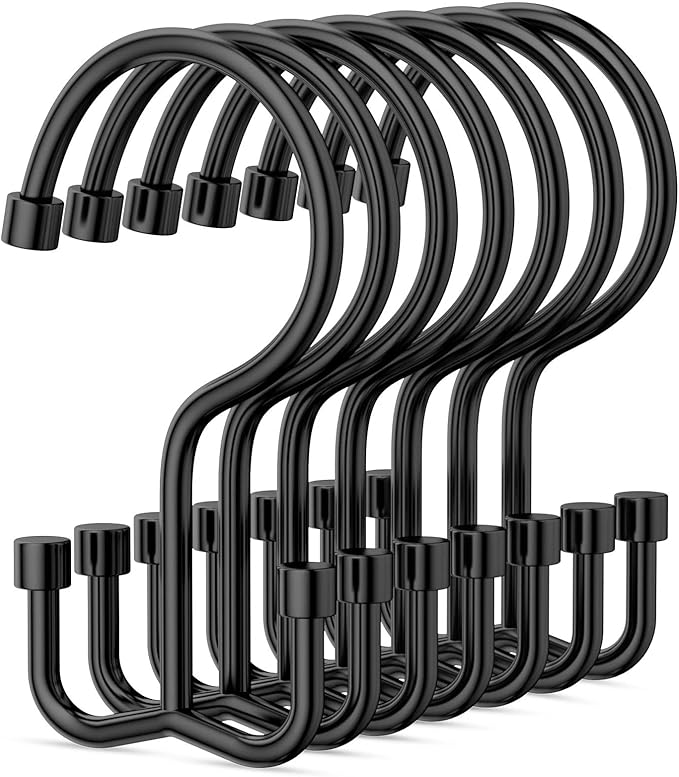 Shower Curtain Hooks, Shower Curtain Rings, Durable Black Shower Curtain Hooks by Goowin