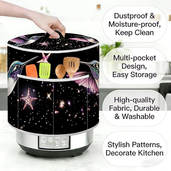 Air Fryer Dust Cover with Top Handle and Storage Bag, Compatible with Rice Cookers, Pressure Cookers, Slow Cookers and Air Fryers, Available in 3-Quart, 6-Quart and 8-Quart Sizes.
