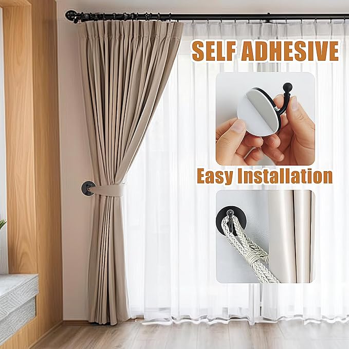Curtain Holdbacks, U Shaped Adhesive Curtain Hooks, - Image 2