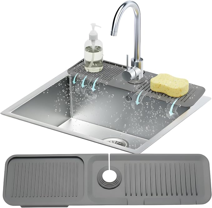 24” Silicone Faucet Mat For Kitchen Sink, Kitchen Sink Splash Guard Behind by LindasEssentials