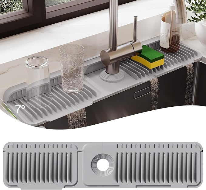 24 Inch Silicone Faucet Mat for Kitchen Sink Splash Guard – 2025 Upgraded by Unknown