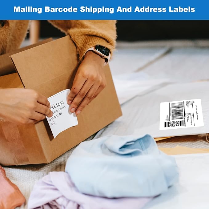BESTEASY 3 1/3" x 4" Labels Shipping Labels for Laser Inkjet Printers, 6 Up Self Adhesive FBA Address Labels, White Matte Mailing Label Stickers (100 Sheets, 600 Labels)