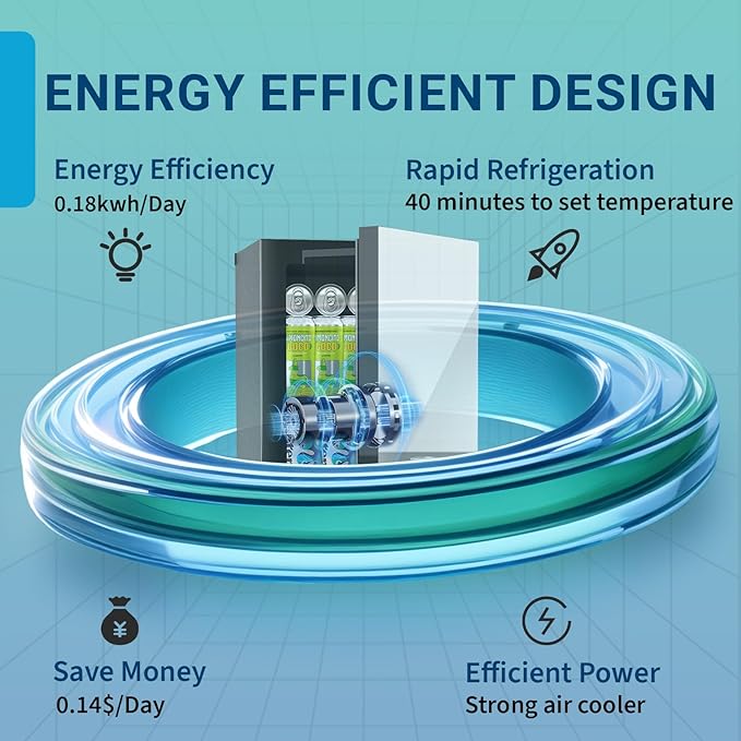 Stopasd Beverage Refrigerator Cooler, 0.9 Cu.Ft/24 Can Drink Fridge with Adjustable Shelves & Mirror Door for Temp Control for Drinks, Skincare, Soda, Beer, Wine - Home, Office, Dorm