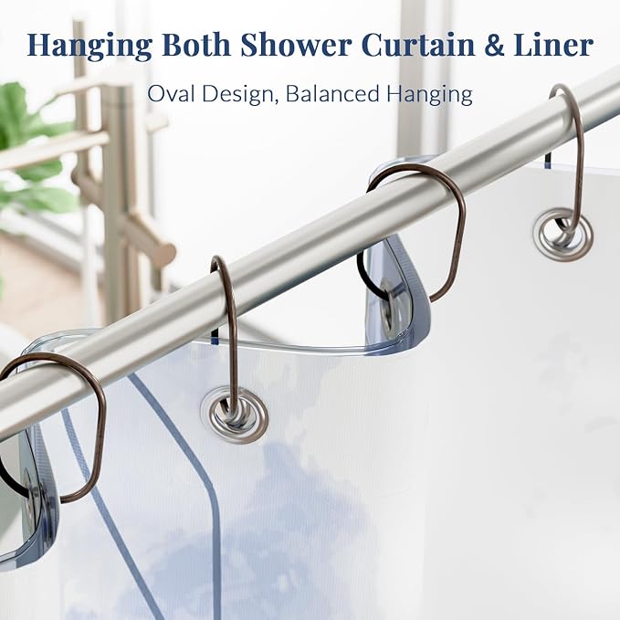 Bathway Shower Curtain Rings, Shower Curtain Hooks Bronze Curtain Rings 12 Pcs - Image 4