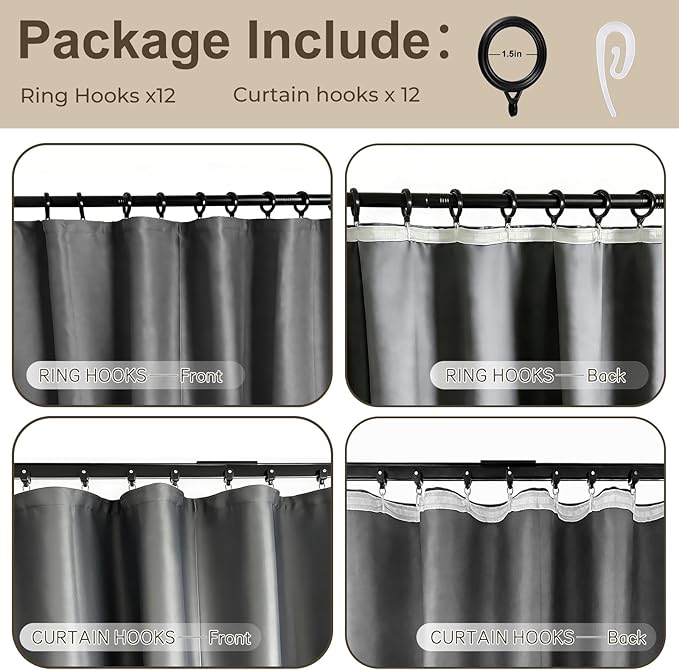 Room Divider Blackout Curtain Track Curtains Wall Dividers Panels Screen for Living Rooms Bedroom Office Privacy Partition Separation, W52 × L84 Inch,1 Panel, Grey