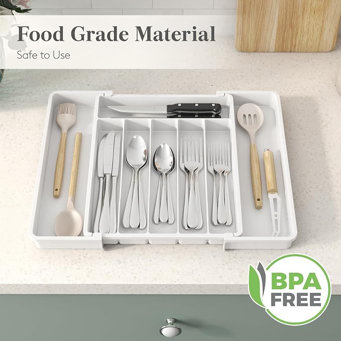Lifewit Expandable Silverware Drawer Organizer, Kitchen Utensil Tray | BPA-free - Image 7