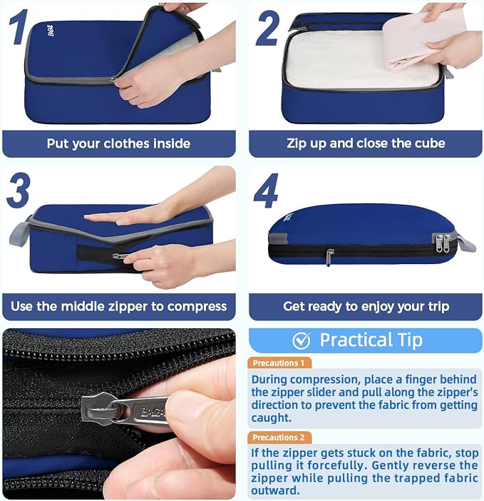 BAGAIL 4 Set/6 Set/8 Set Compression Packing Cubes Travel Accessories - Image 3