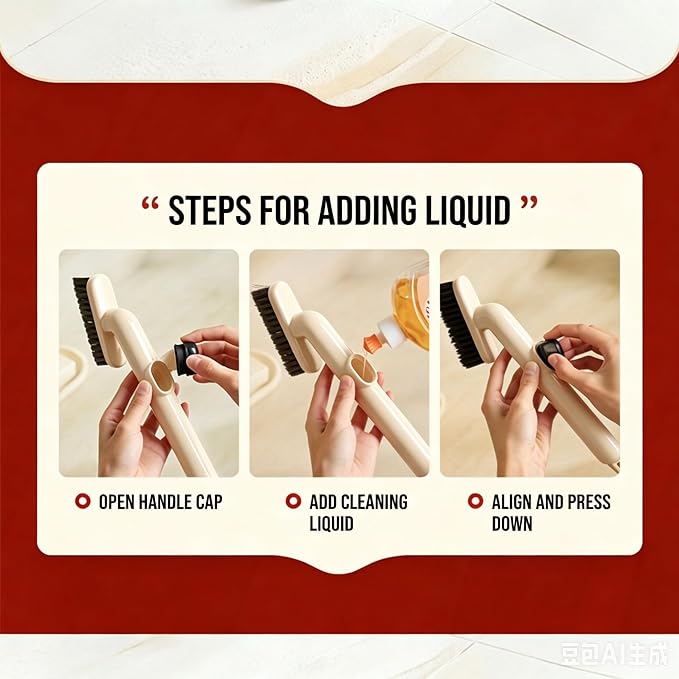 Liquid Storage Cleaning Brush, Refillable Handle - Image 4