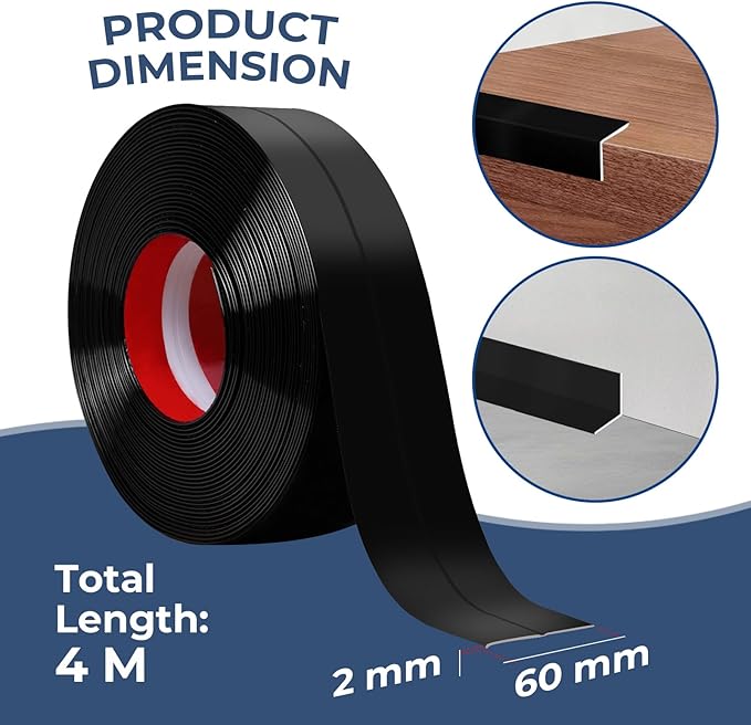 Storystore Wall Corner Protector Moulding Trim 2.4 in x 13 Ft,Peel and Stick Corner Moulding Trim, Self Adhesive Corner Guards Edge Protector for Wall Edge Corner, Countertop,Black