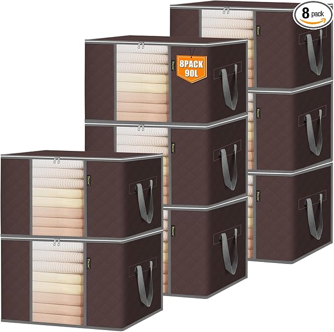 BALEINE 8 Pack Clothes Storage Bags, 24 Gallon Storage Containers by BALEINE