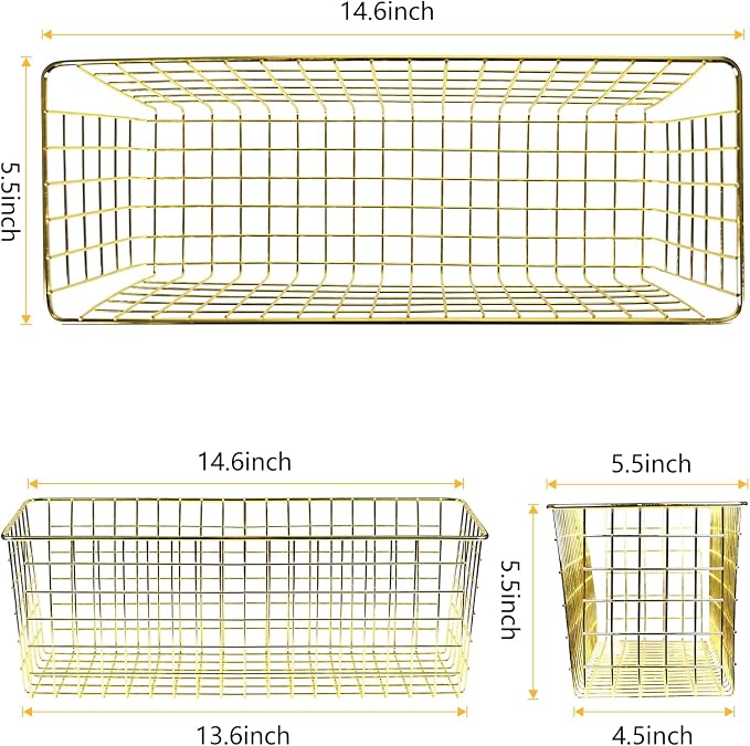 Kinlink 2 Sets Gold Extra Large Hanging Wall Basket - Image 2
