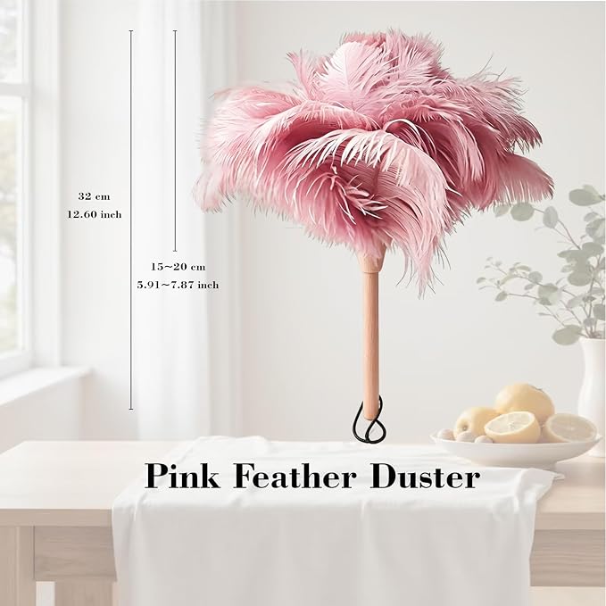 NCEDN Pink Ostrich Feather Duster 32cm – Soft Feather Duster - Image 5