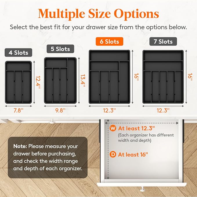 Lifewit Silverware Drawer Organizer Tray, Cutlery Storage - Image 2