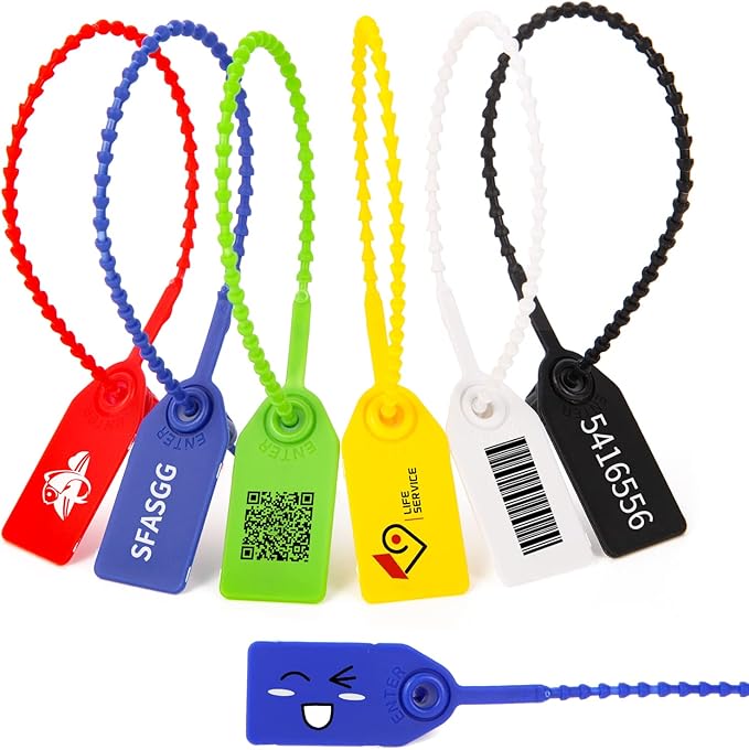 1000 Plastic Security Seals Anti Tamper Fire Extinguisher Tags Numbered Zip Ties Disposable Pull Tite Secure Tags (Black)
