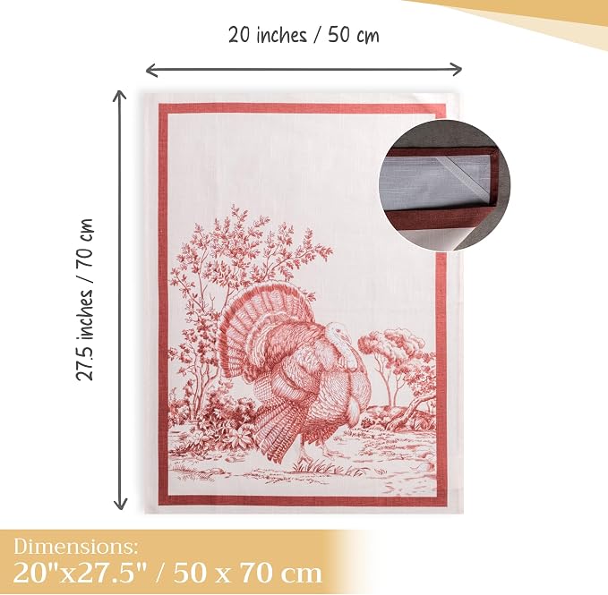 Maison d' Hermine Kitchen Towels Set of 3 Reusable 100% Cotton 27.50" x 20" - Image 4