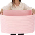 75L Large Woven Storage Basket, 22”x17”x12” Rectangle Blanket Basket by Hobasket