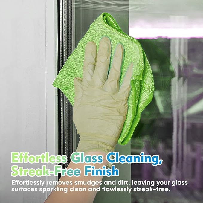 HOMEXCEL Green Microfiber Cleaning Cloth 20 Pack 11.5 x 11.5 Inch Microfiber - Image 3