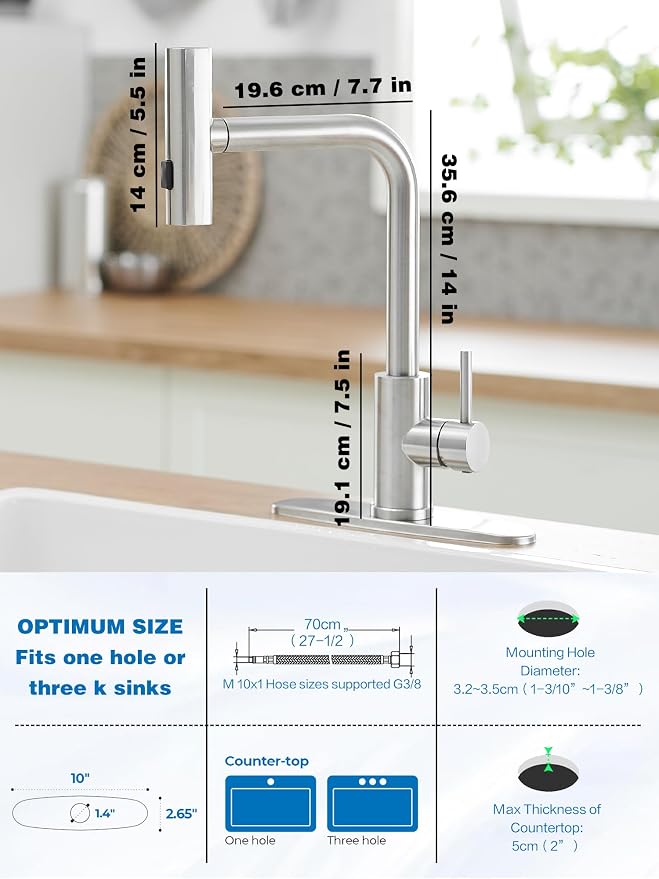 Kitchen Faucets with Pull Down Sprayer, Waterfall Kitchen Sink Faucet, - Image 6