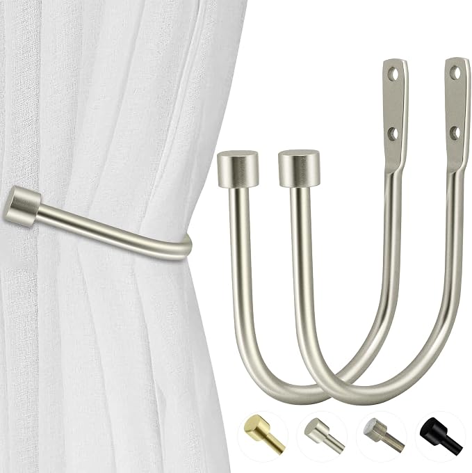 HIKMLK Minimalist Curtain Holdbacks 2pcs, 100% Cast Iron Solid Heavy Duty Metal by HIKMLK